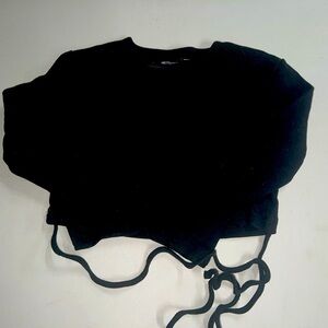 black string tie pretty little thing (PLT) crop top